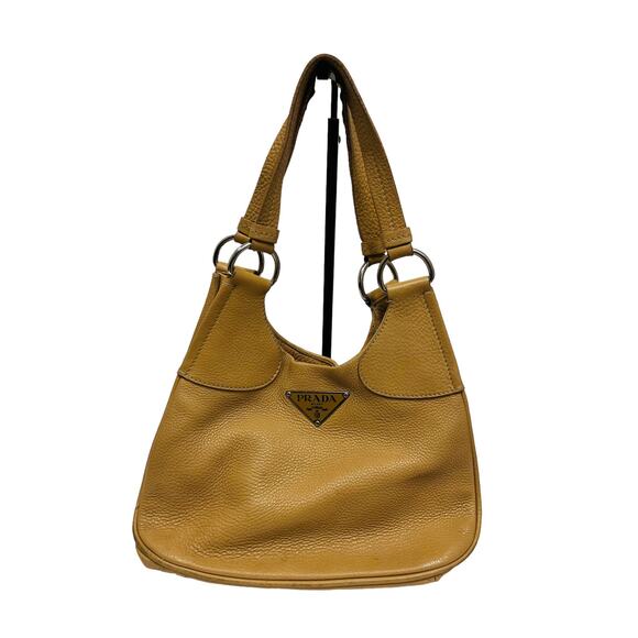 PRADA Beige Vitello Leather Logo Daino Box Shoulder Bag - Picture 2 of 11